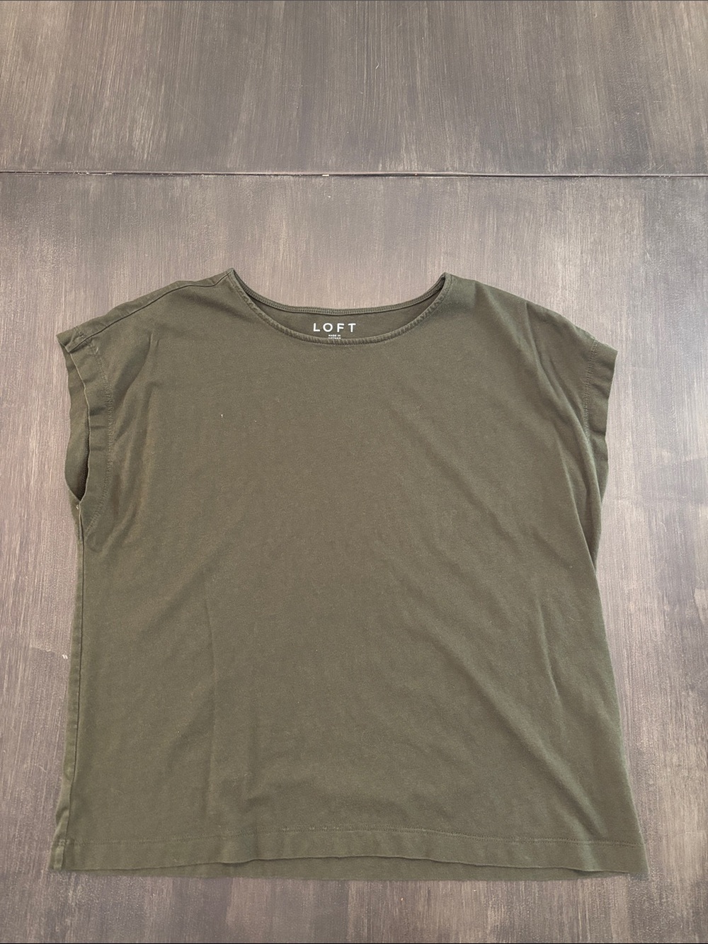 LOFT Olive Green Cap Sleeve Tee